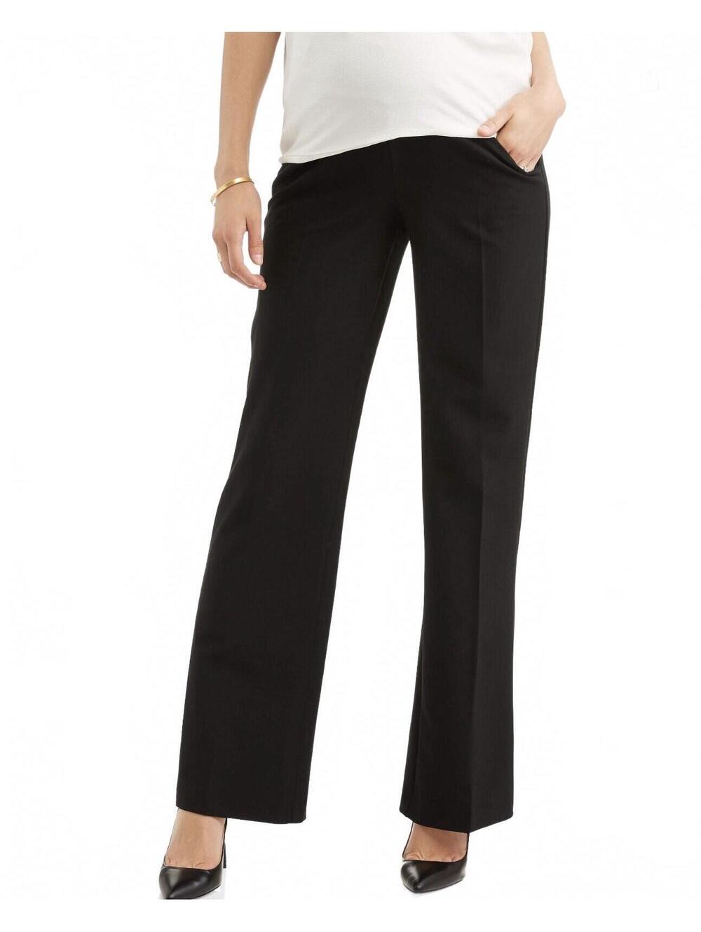 Oh! Mamma Maternity Dress Pants Medium Black Full-Length Paneled Over Belly